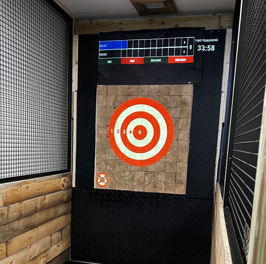 Photo of axe throwing lane